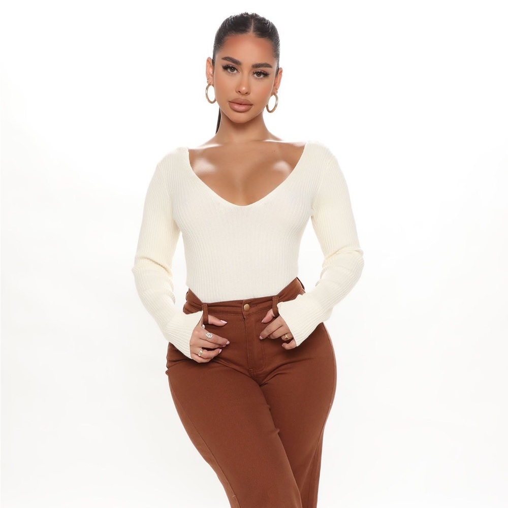 Fashion Nova Francine Ribbed Sweater Top (Size S)